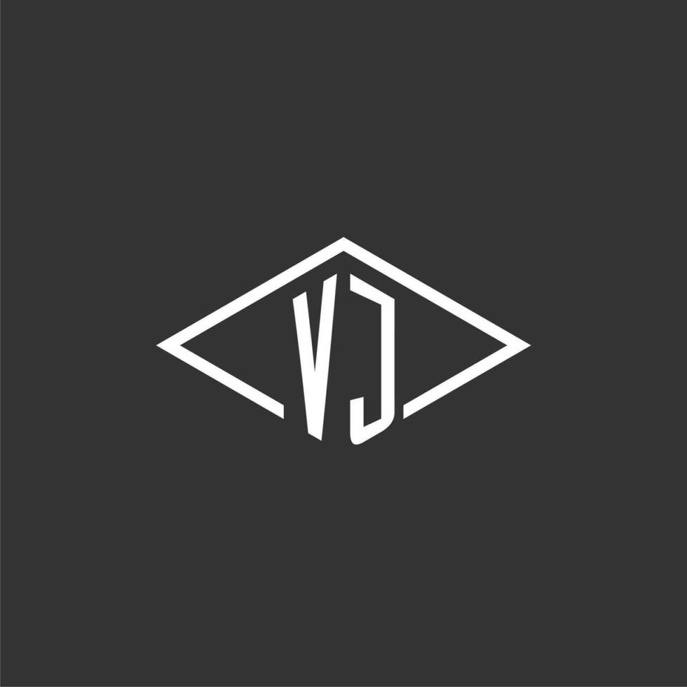 Initials VJ logo monogram with simple diamond line style design vector