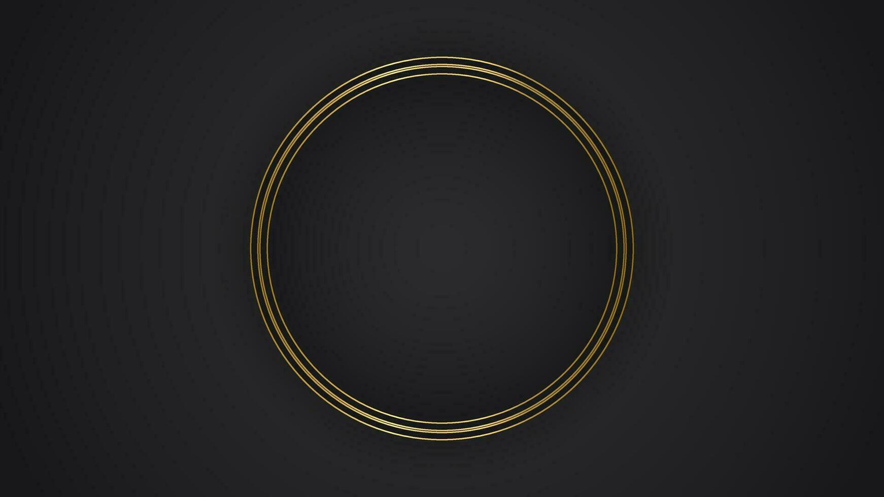 black luxury abstract background with circle line and golden elegant texture backdrop vector. wavy metallic dark light element illustration graphic gold art decoration premium shape. vector