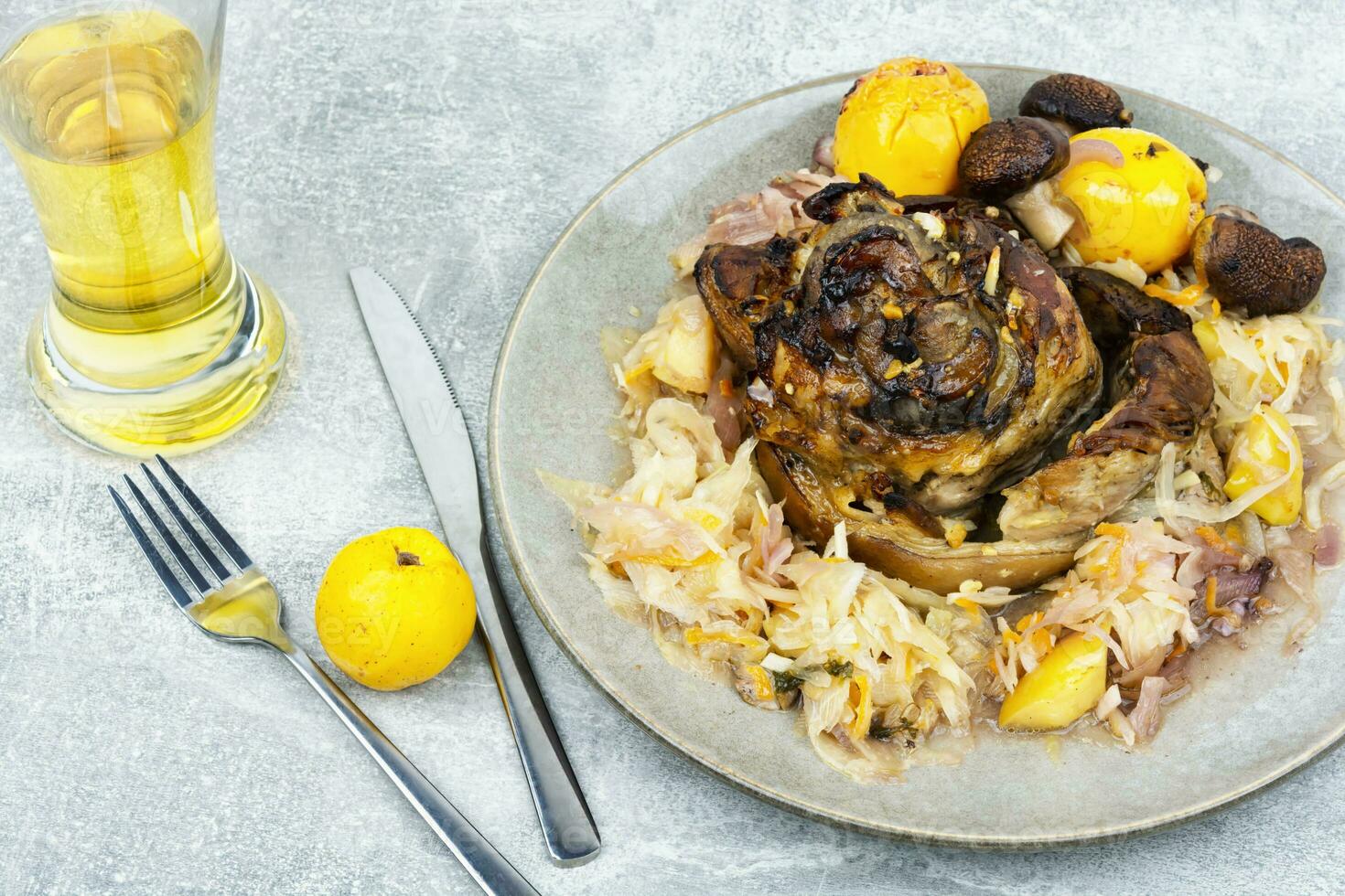 Pork knuckle with sauerkraut photo