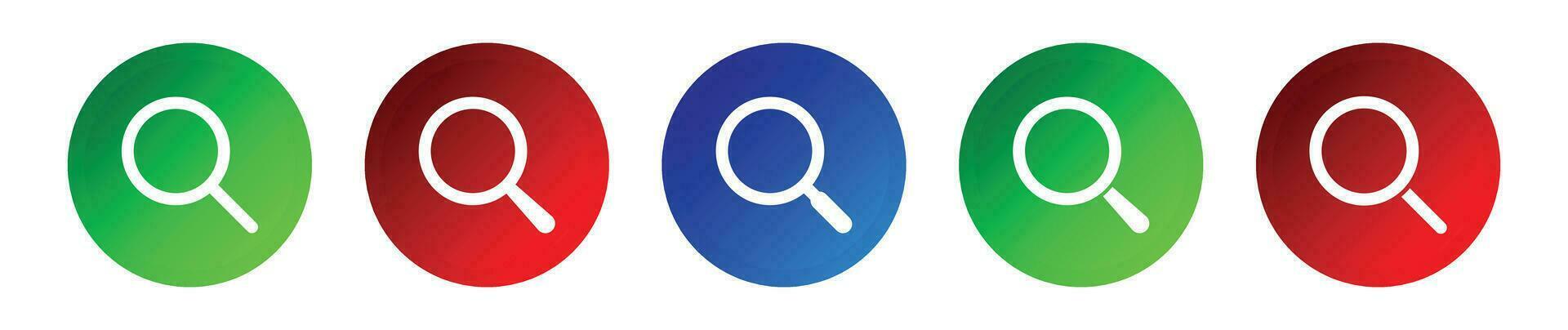 Search icon in round color button set. vector