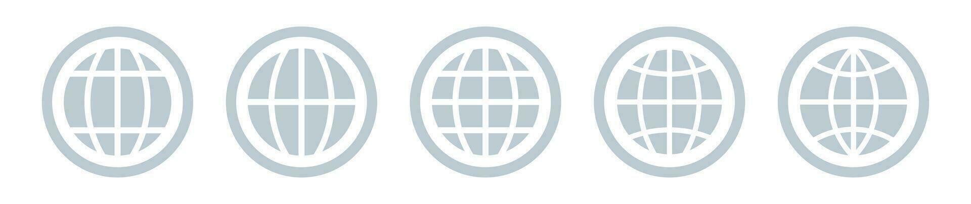 Globe, internet circle frame light color icon set. vector