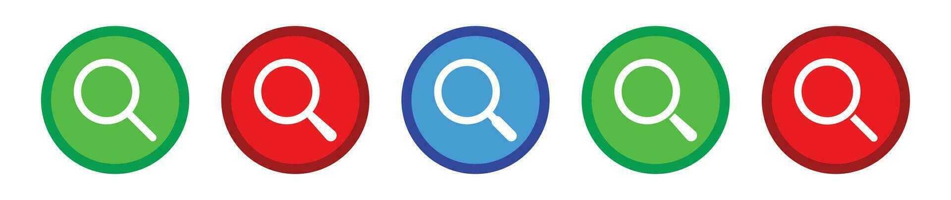 Search icon round color button set. vector