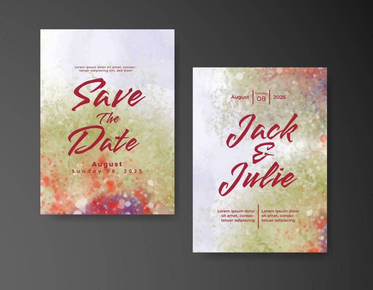 Wedding invitation with abstract watercolor background vector