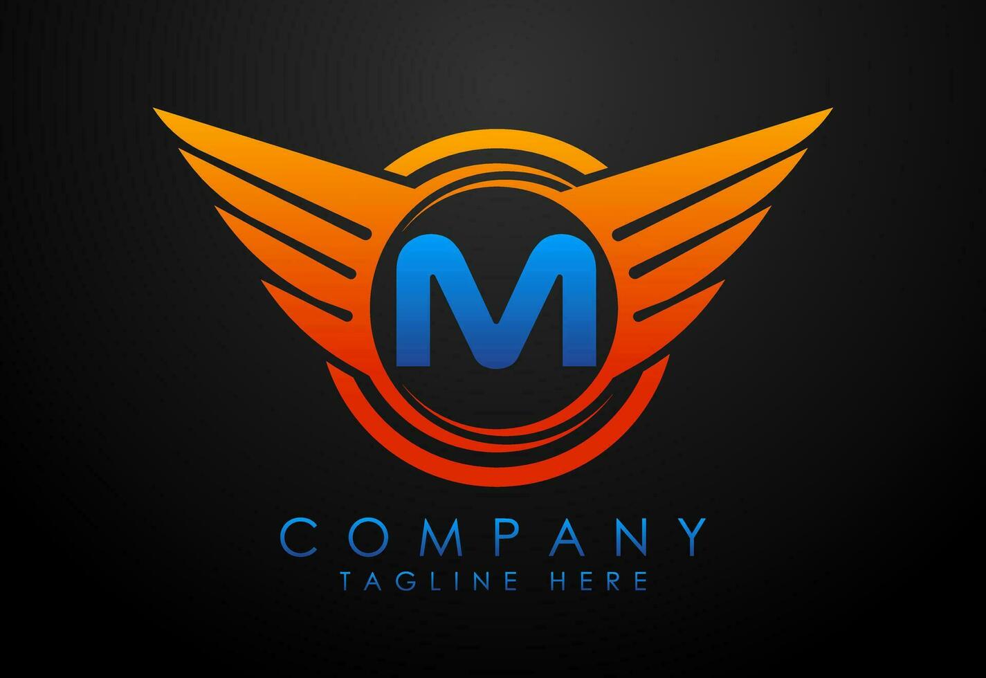 English alphabet M with wings logo design. Car and automotive vector logo concept