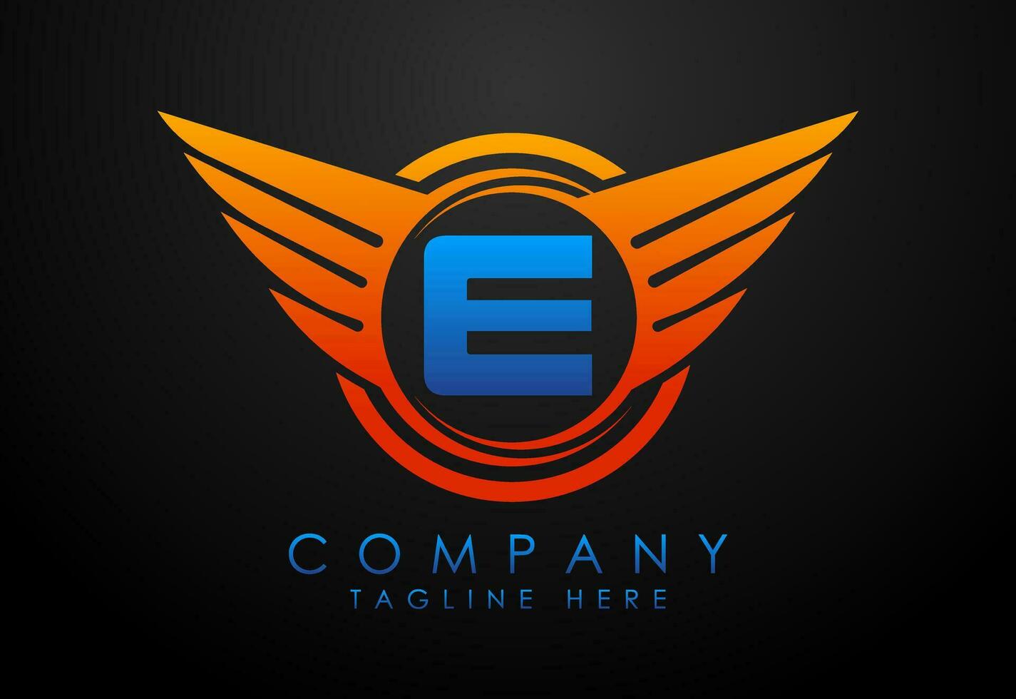 English alphabet E with wings logo design. Car and automotive vector logo concept