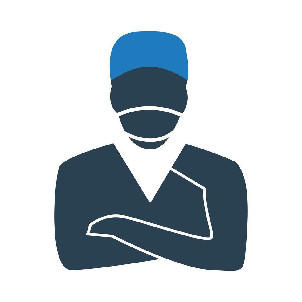 Surgeon icon flat style isolated on white background. Doctor vector illustration for use on web and mobile apps.