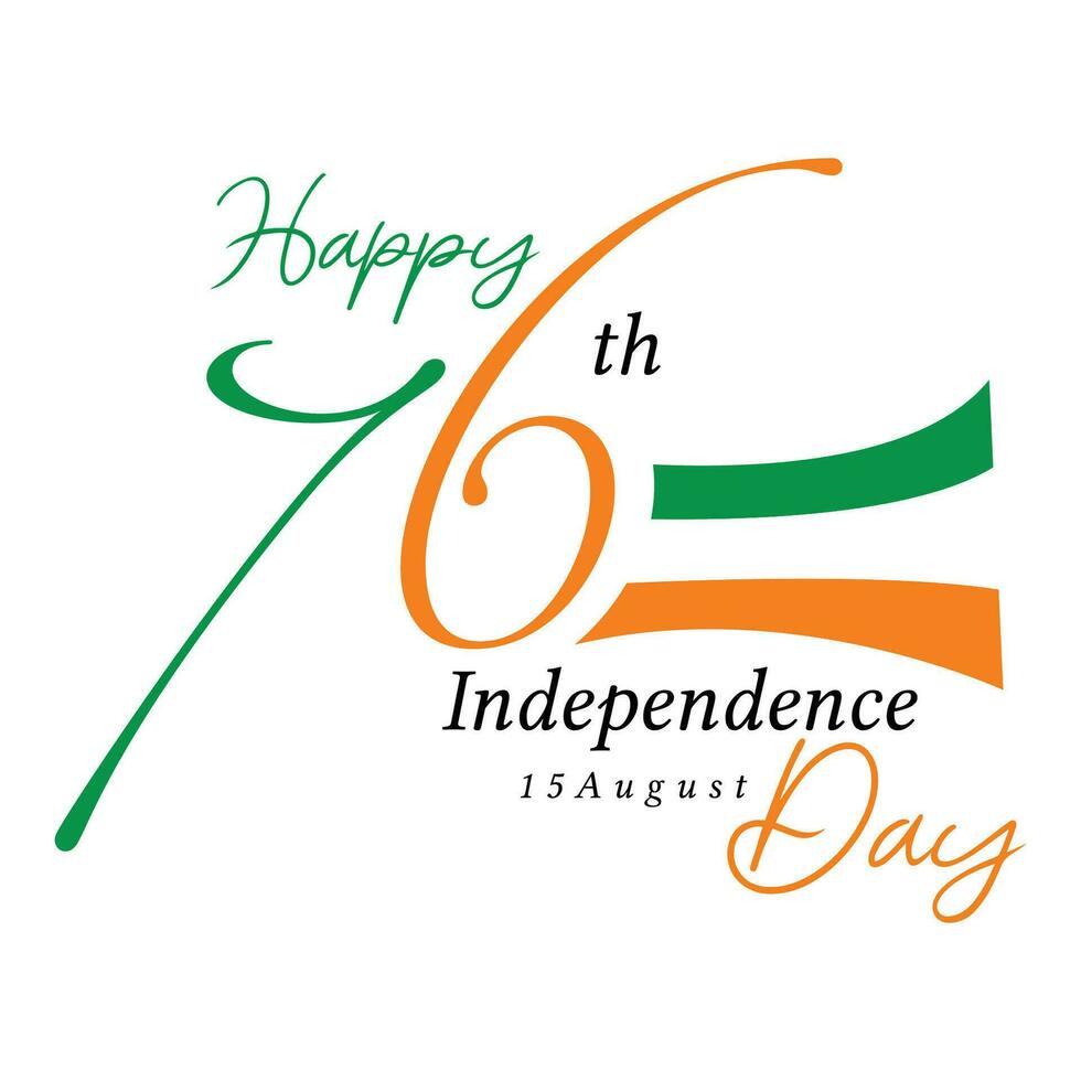 Seventy six 76 years of Indian independence day vector design