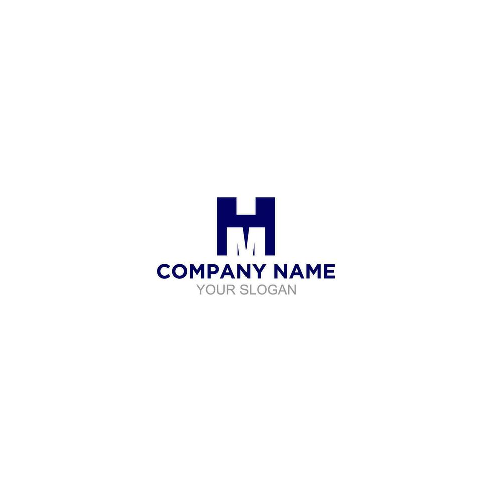 Blue HM Logo Design Vector