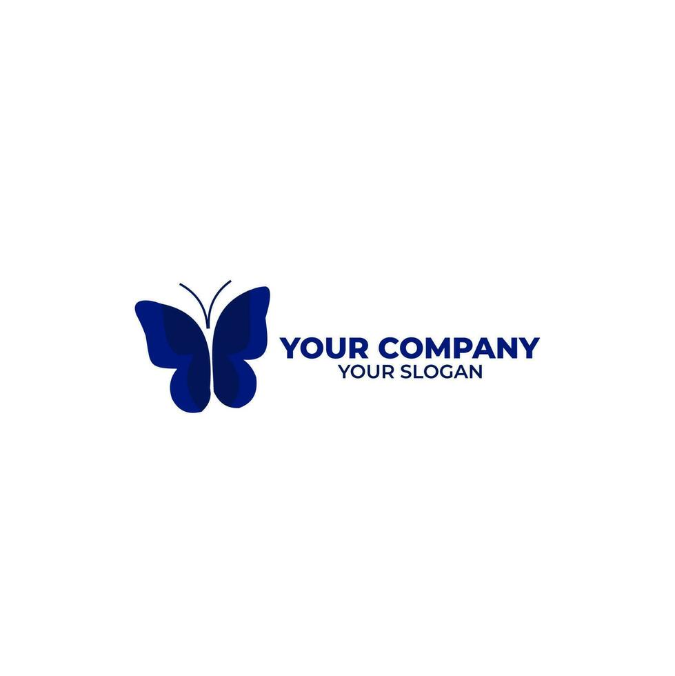azul mariposa logo diseño vector