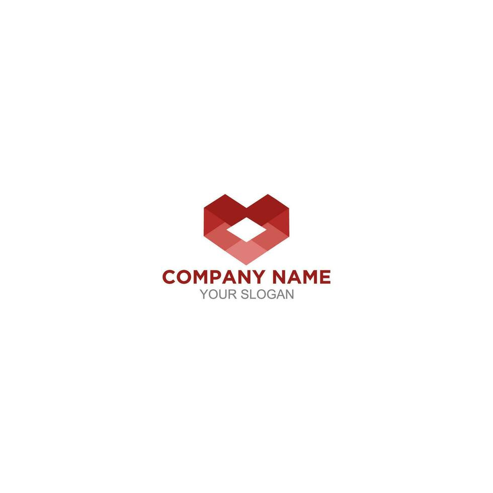 Medical Diamond Heart Logo Design Vector