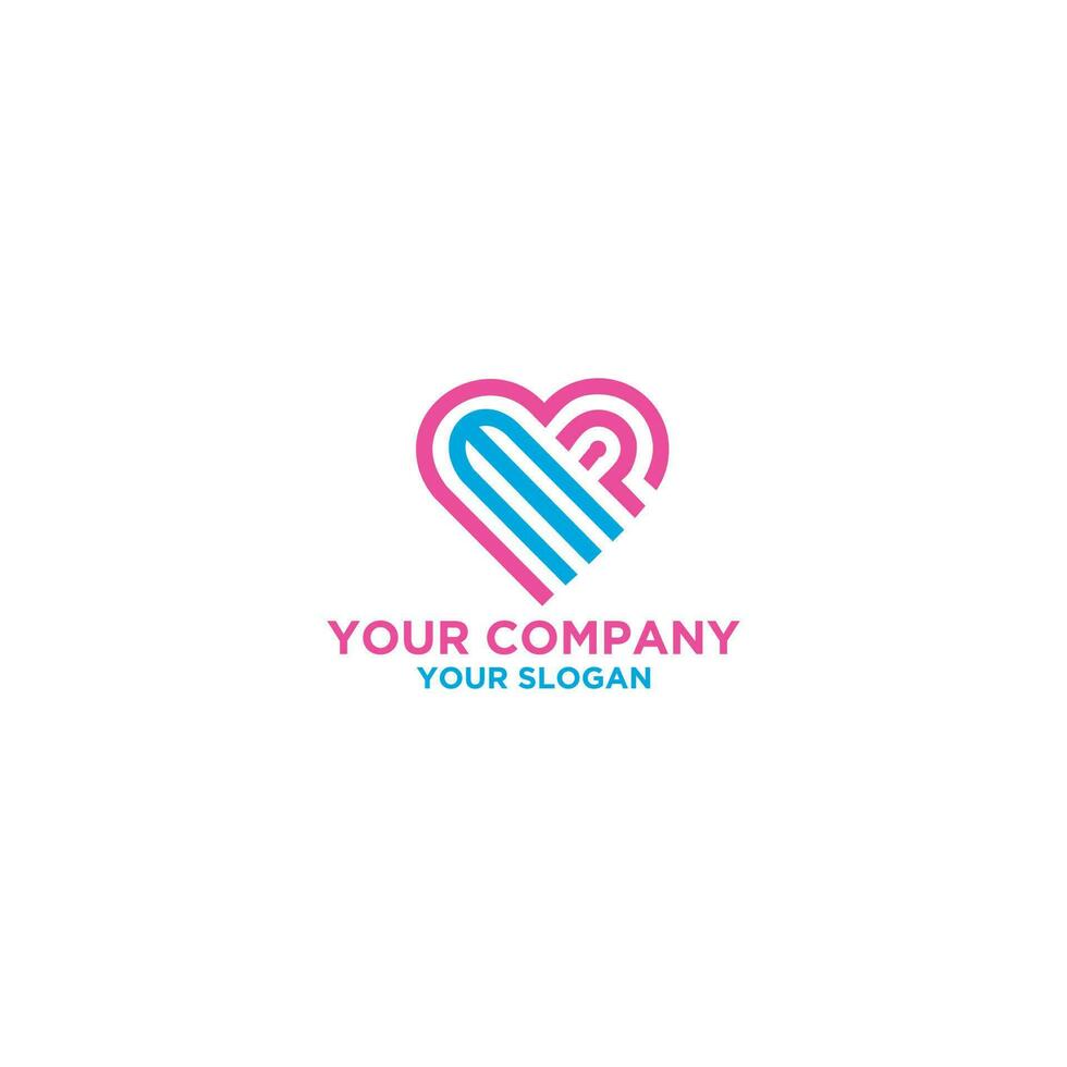 MP Love Logo Design Vector