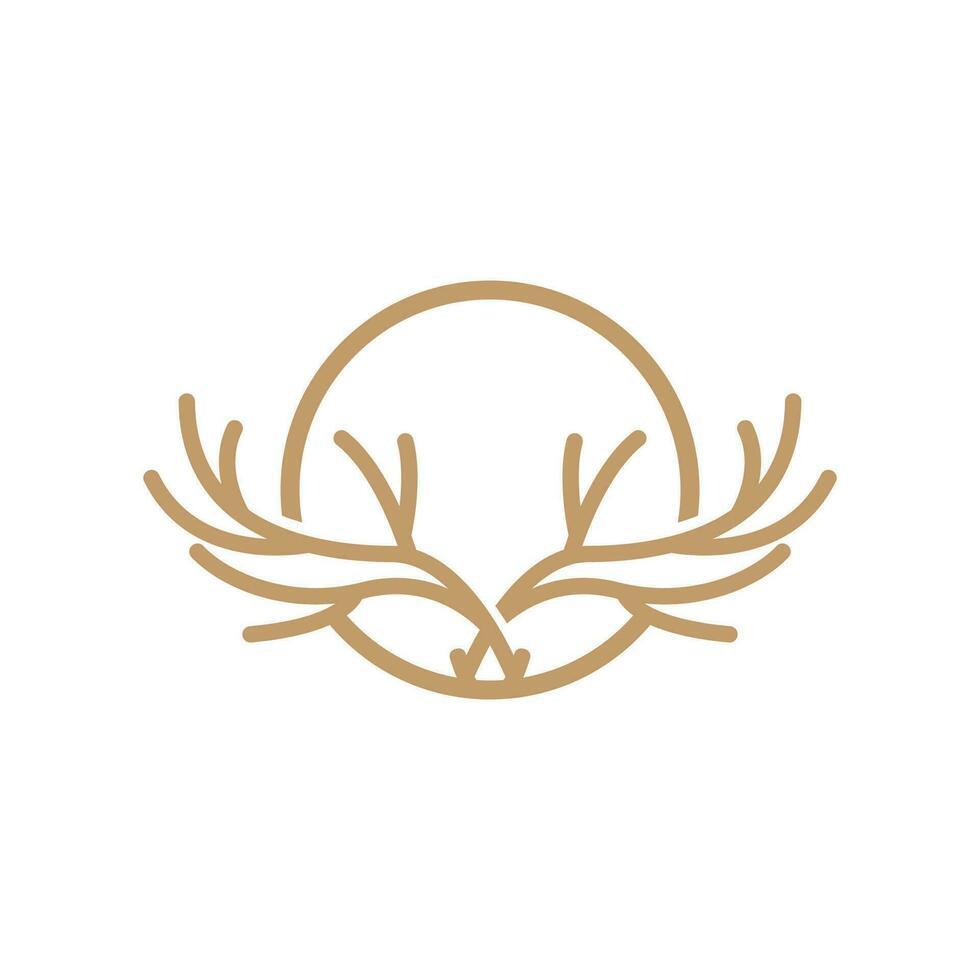 ciervo cuerno logo diseño cuerno animal ilustración minimalista sencillo símbolo icono vector