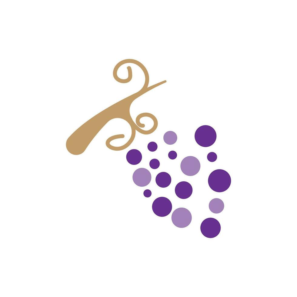 Grape Logo, Garden Vector, Fresh Purple Fruit, Wine Brand Design, Simple Illustration Template vector