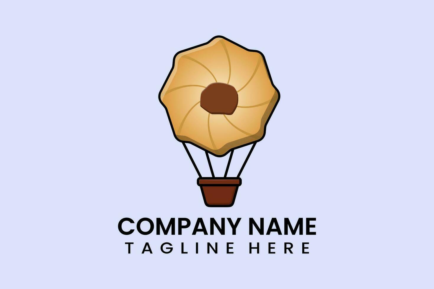 Flat vector parachute balloon bomb logo template
