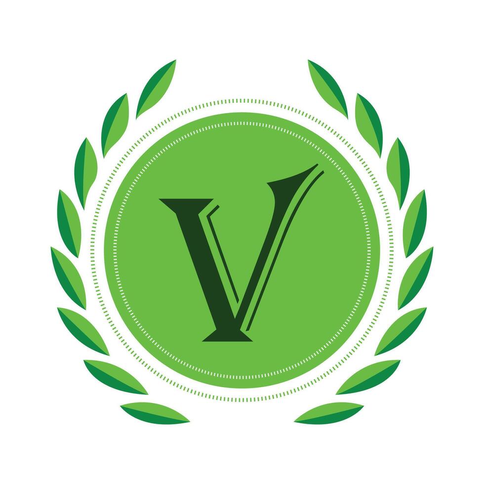 the-letter-v-in-a-green-laurel-wreath-27822575-vector-art-at-vecteezy