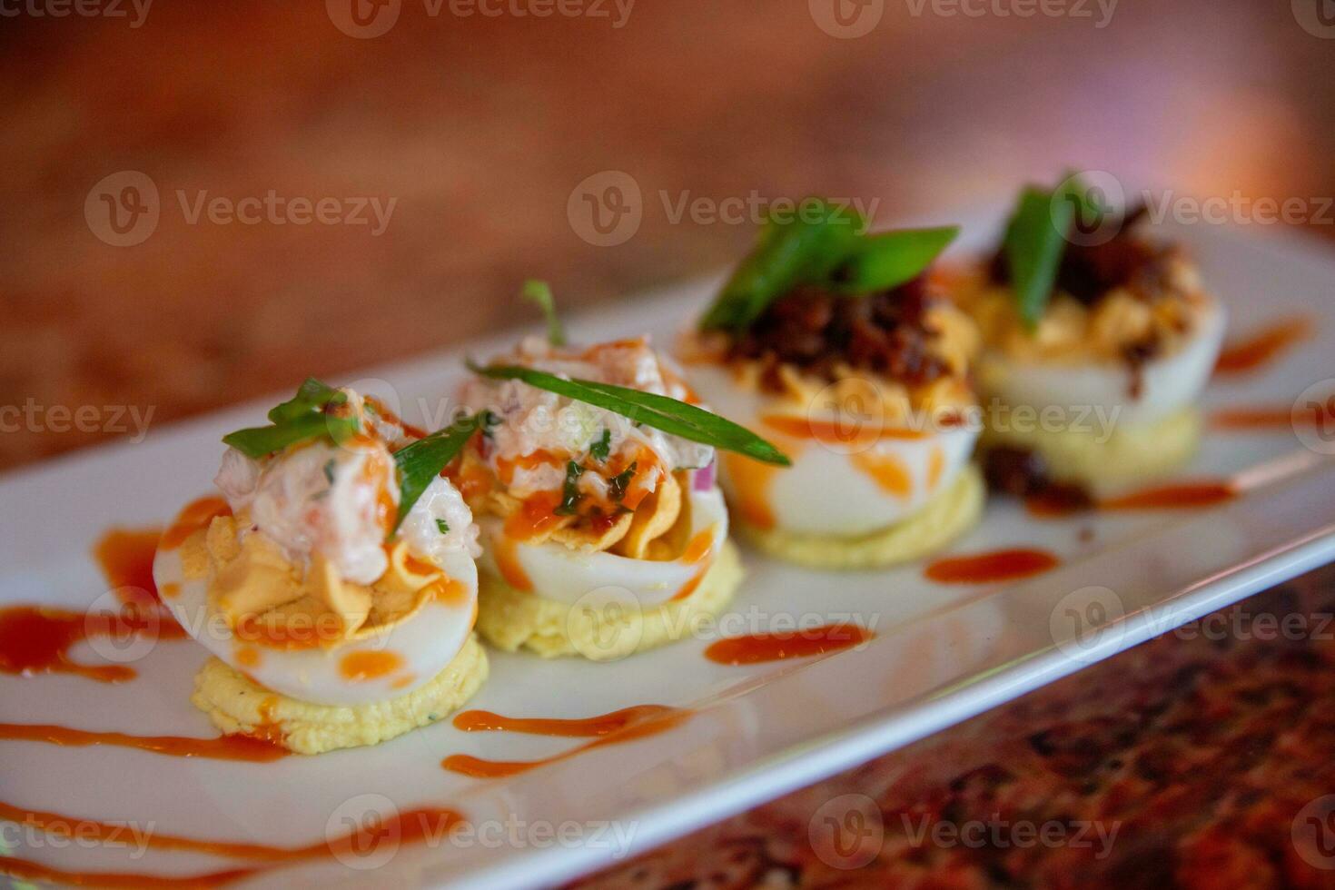 Gourmet deviled eggs photo