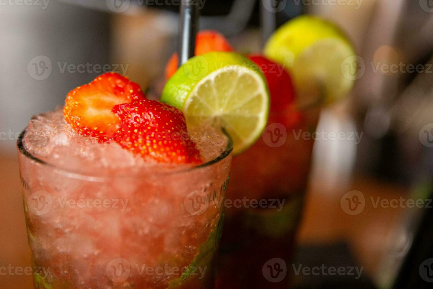 Two strawberry drinks photo