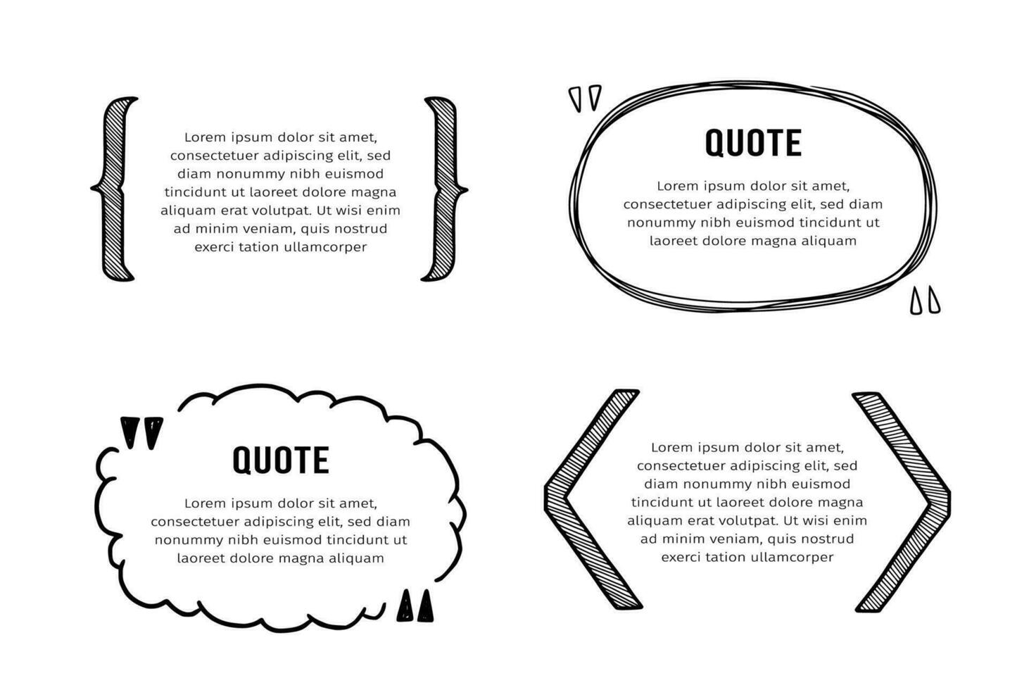 Quote box sketch, text frame set vector