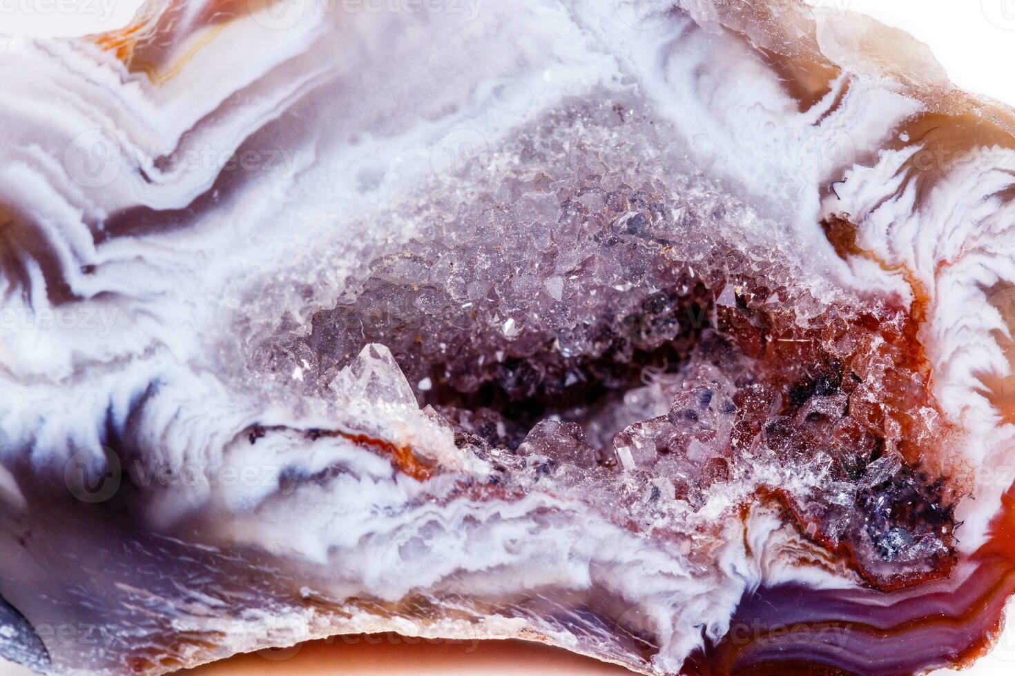 Macro mineral stone agate bud on white background photo