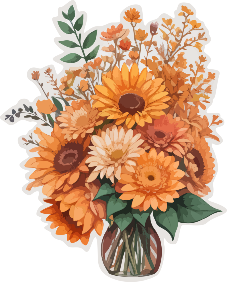 Autumn Flowers Bouquet Free PNG AI Generative