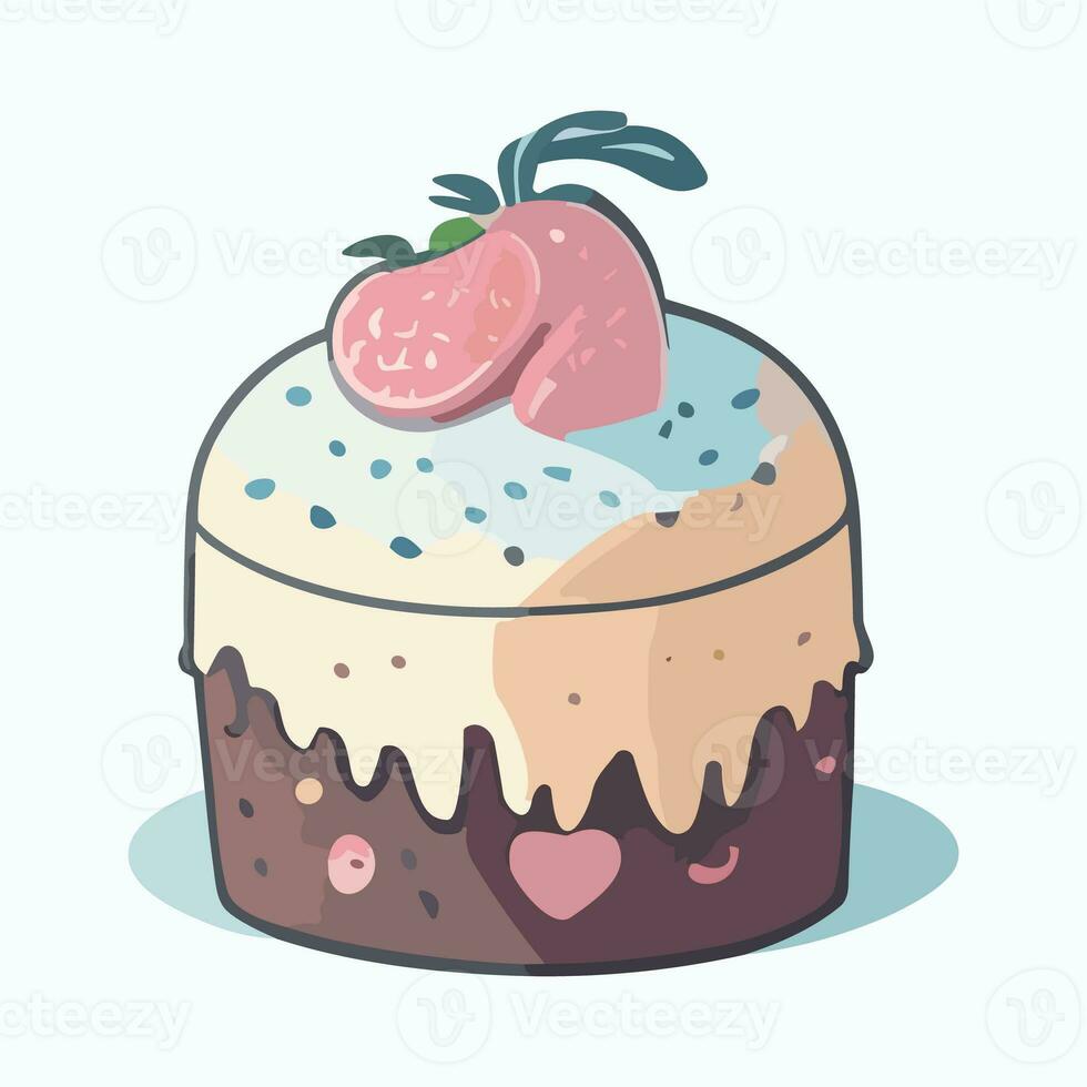 Cake with strawberry. Illustration of a cake with strawberries. photo