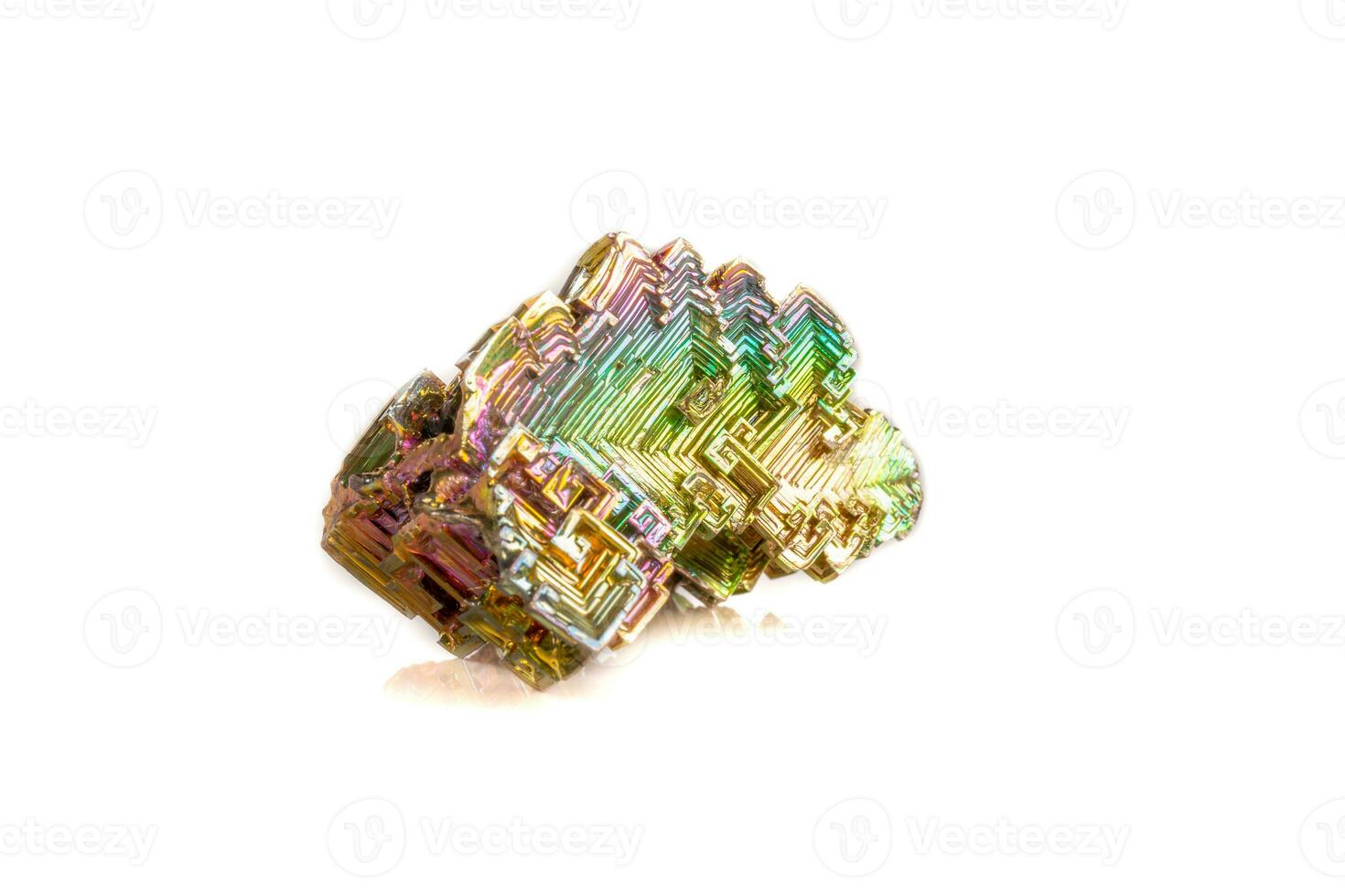 Macro of the mineral bismuth stone on a white background photo