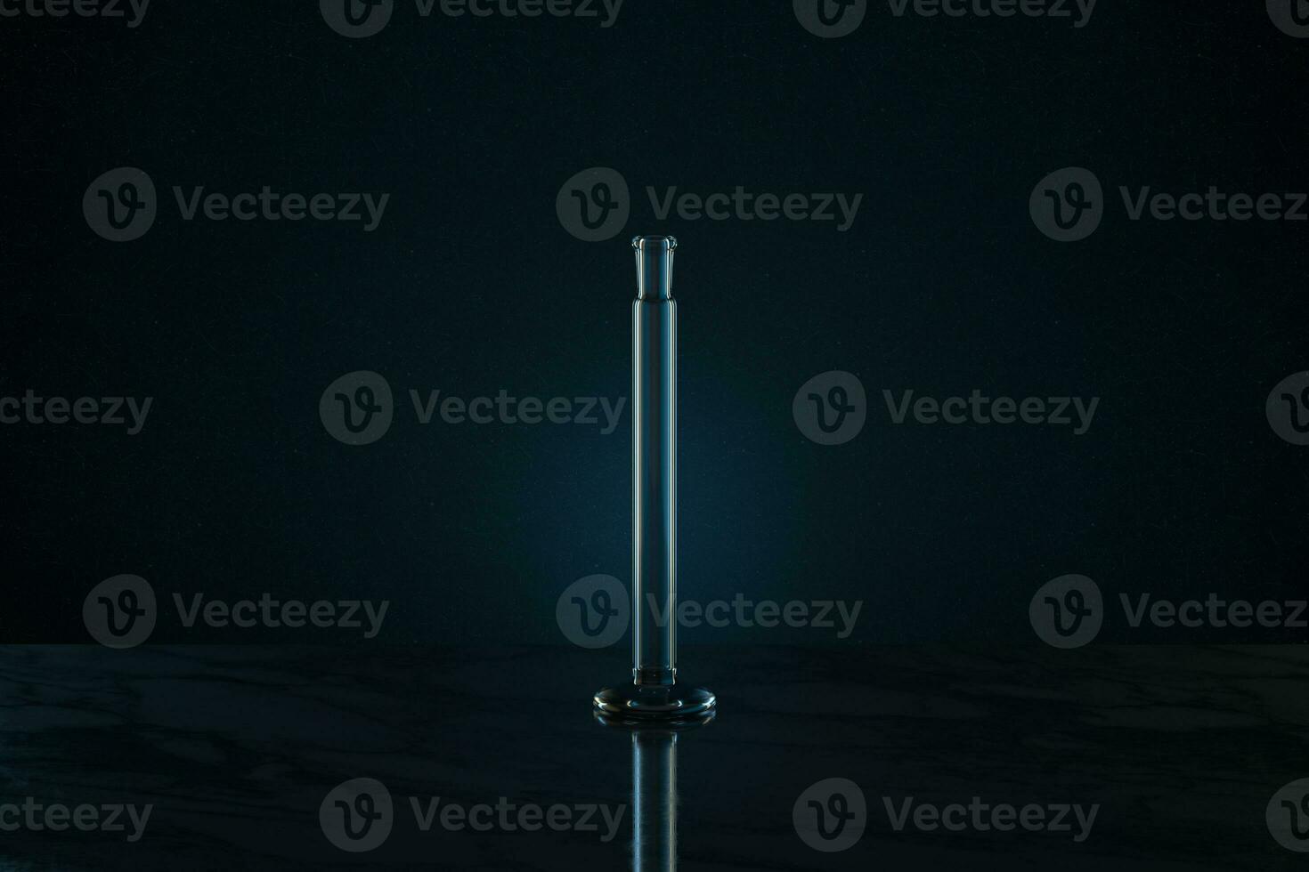 Chemistry glassware with dark background, 3d rendering. photo