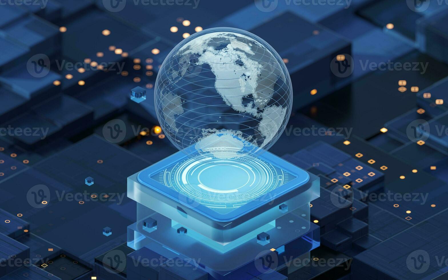 Big data and chips, 3d rendering. photo