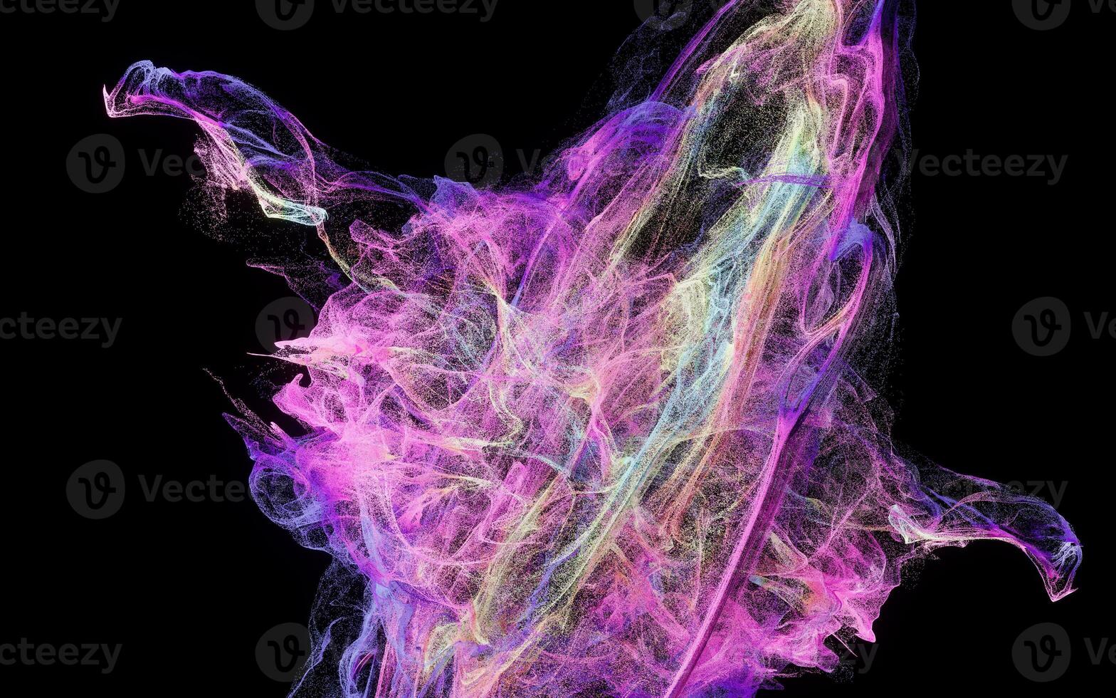 Flowing particles, wave pattern background, 3d rendering. photo