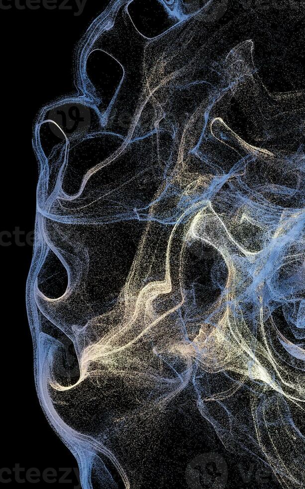 Flowing particles, wave pattern background, 3d rendering. photo