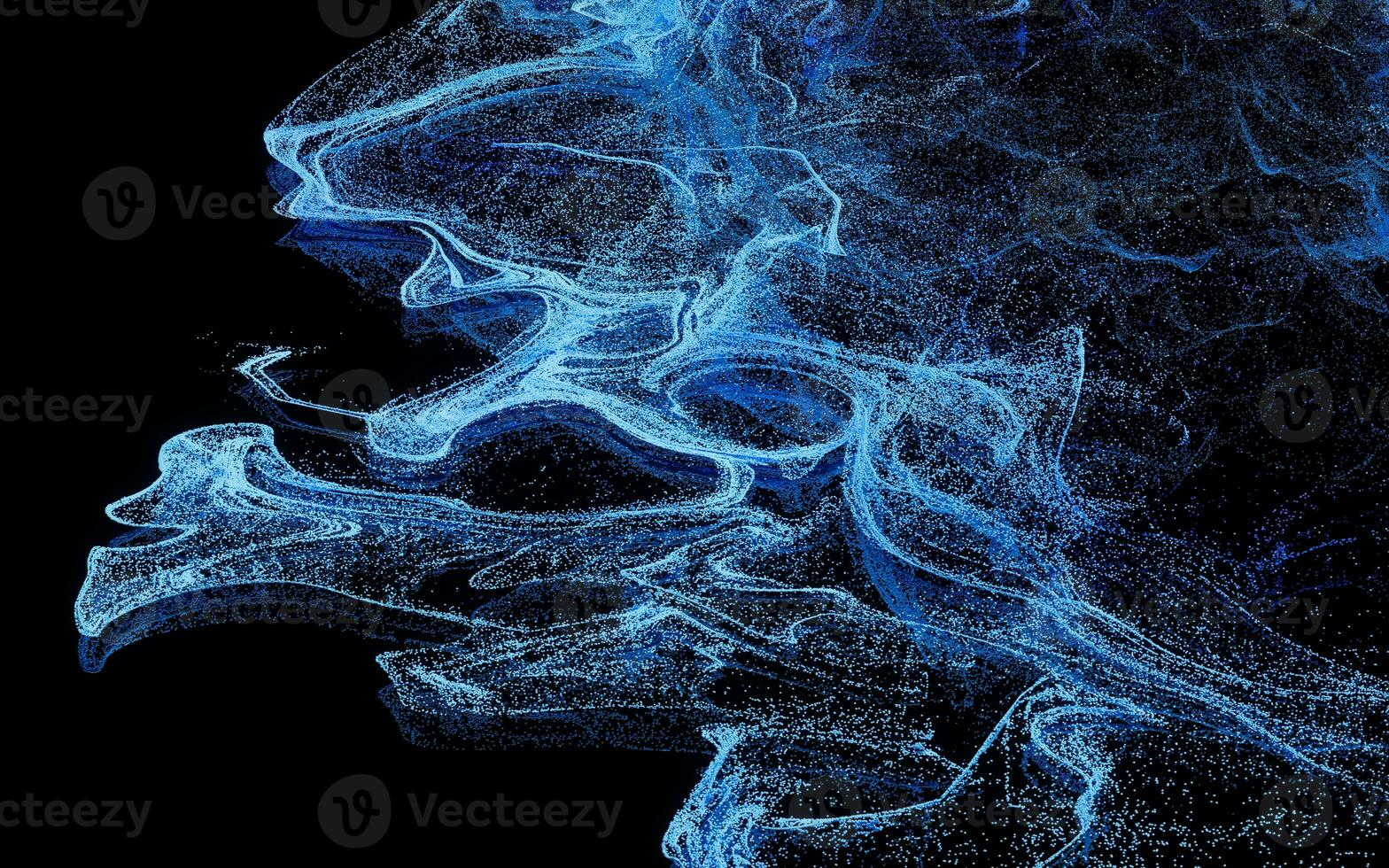 Flowing particles, wave pattern background, 3d rendering. photo