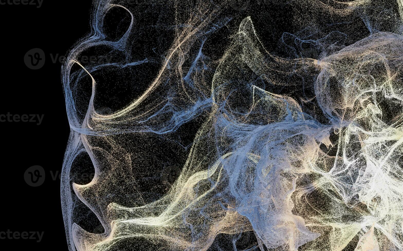 Flowing particles, wave pattern background, 3d rendering. photo