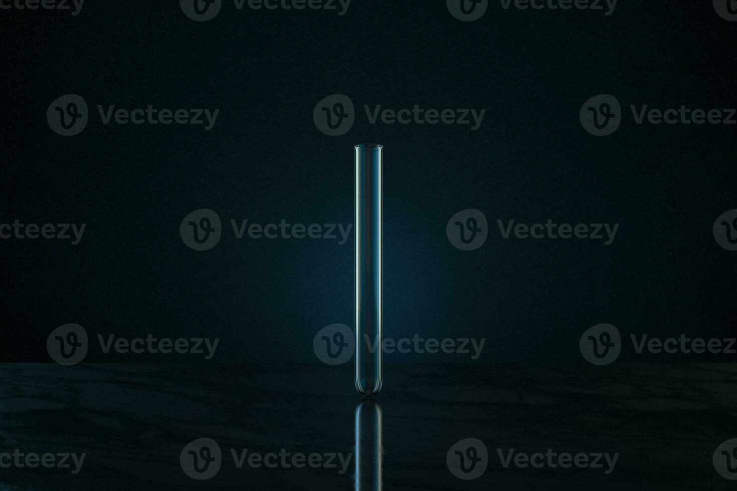 Chemistry glassware with dark background, 3d rendering. photo