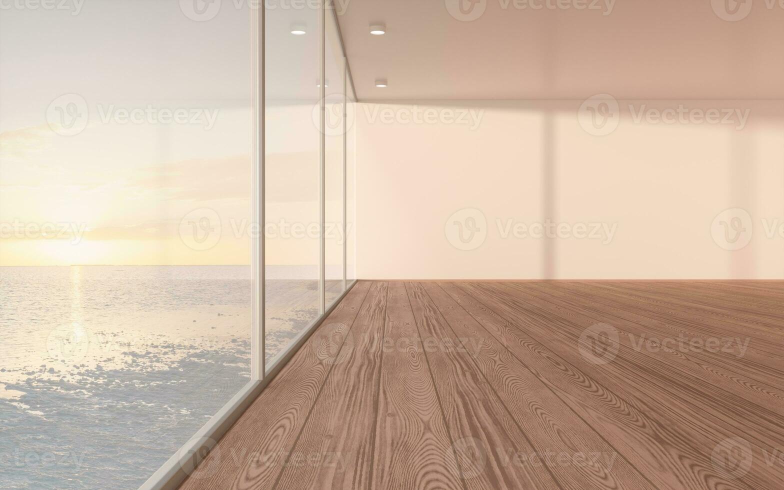 vacío habitación con de madera piso, 3d representación. foto