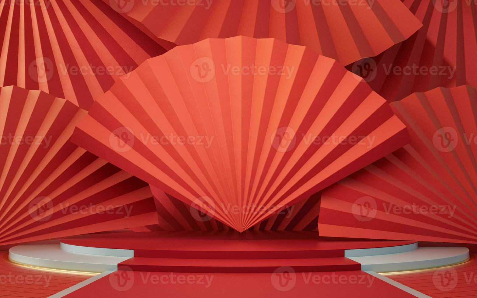 Folding fans with Chinese style background, 3d rendering. photo