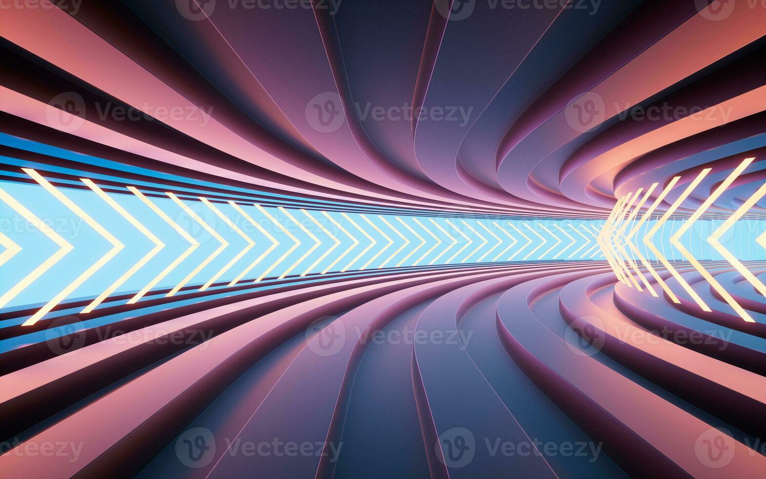 Neon lights and tunnels, 3d rendering. photo