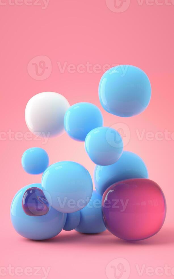 Bouncy and abstract balls, 3d rendering. photo