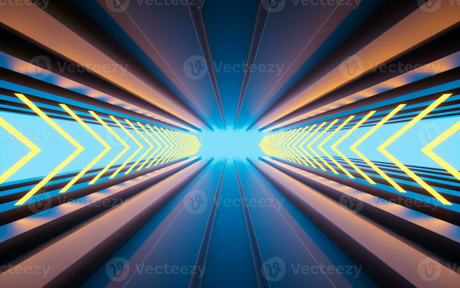 Neon lights and tunnels, 3d rendering. photo