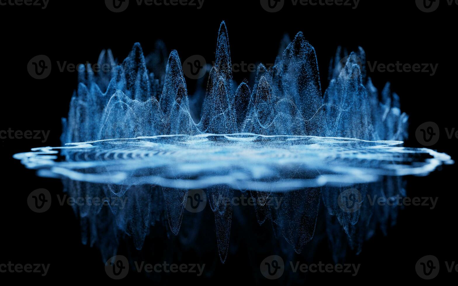 Wave particles, fantasy background, 3d rendering. photo