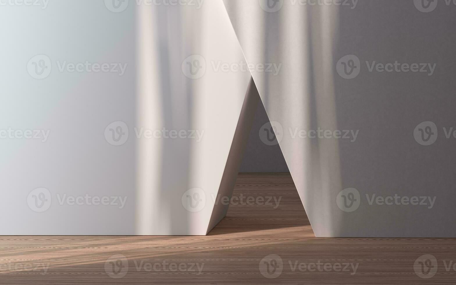Empty room with wooden floor, 3d rendering. photo