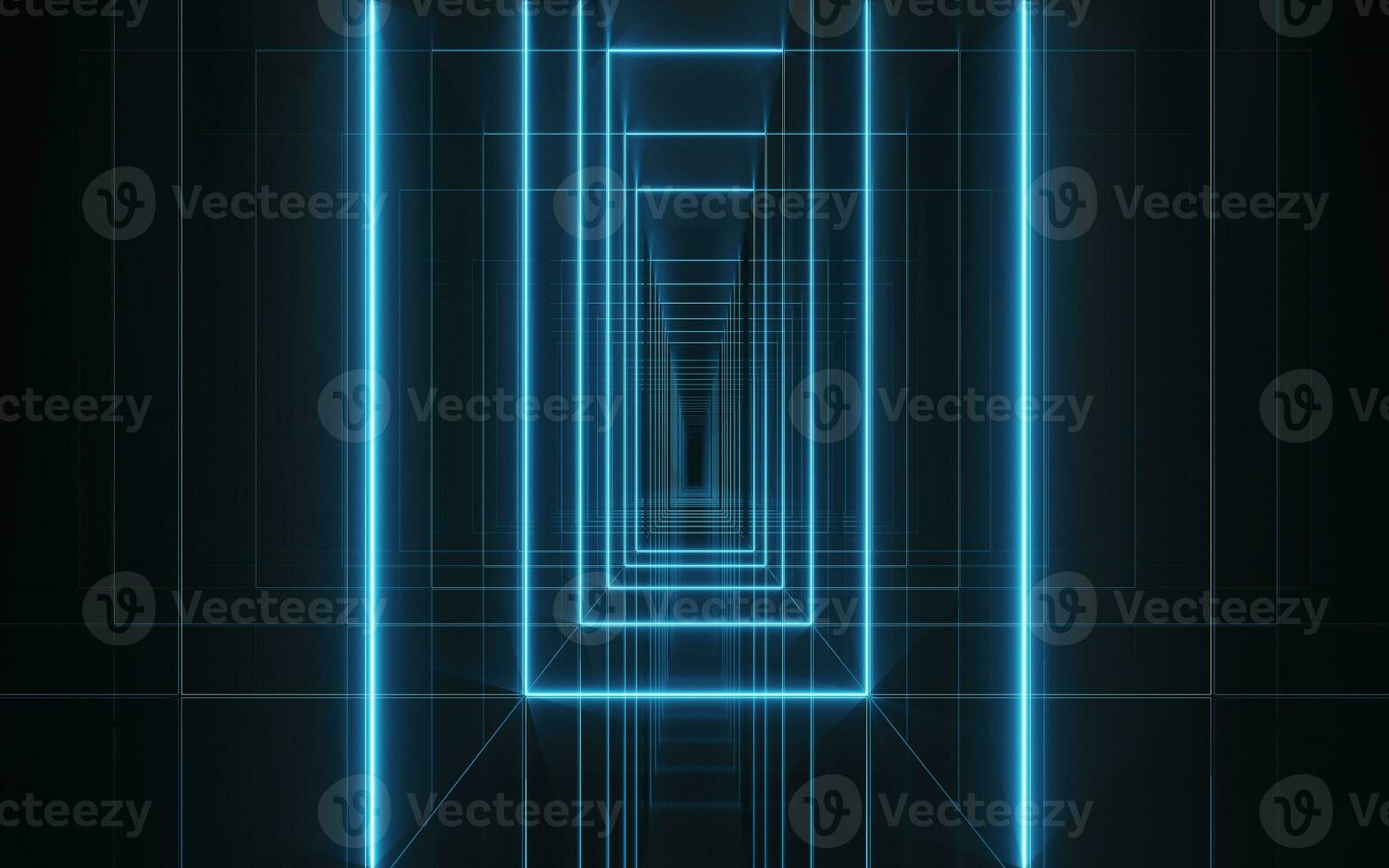 Dark tunnel background, 3d rendering. photo