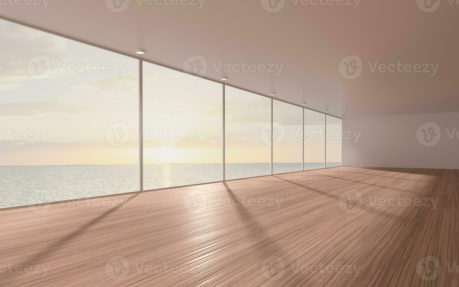 vacío habitación con de madera piso, 3d representación. foto