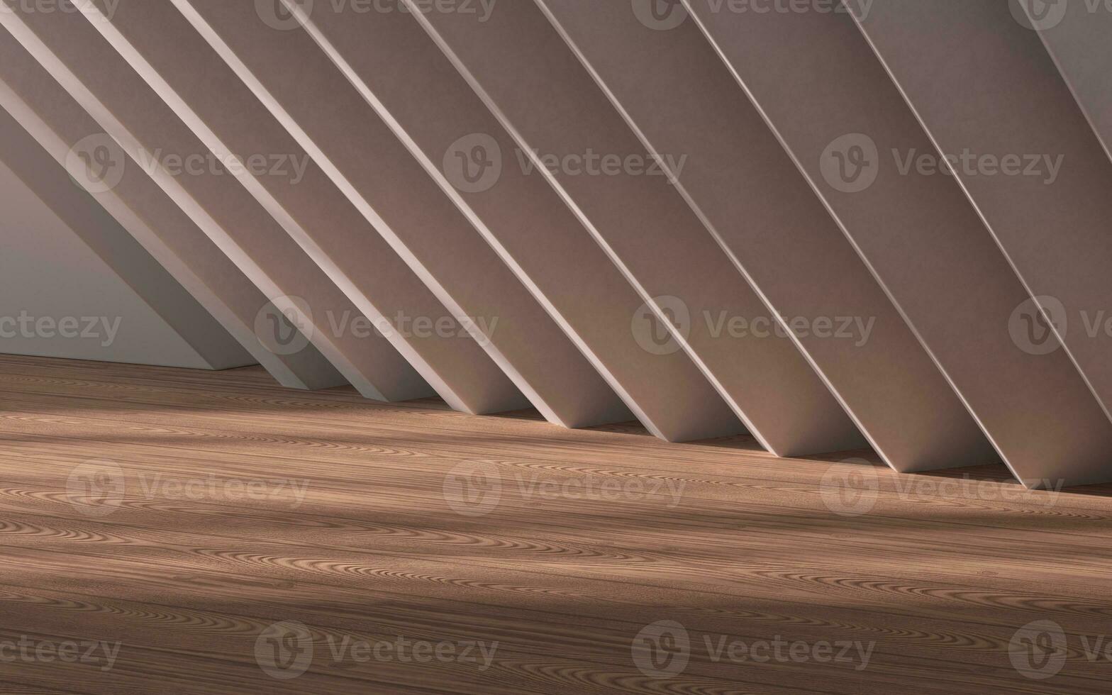 Empty room with wooden floor, 3d rendering. photo