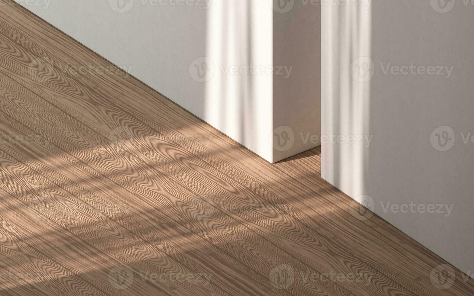 vacío habitación con de madera piso, 3d representación. foto