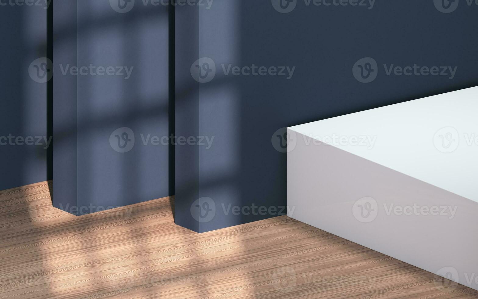 Empty room with wooden floor, 3d rendering. photo