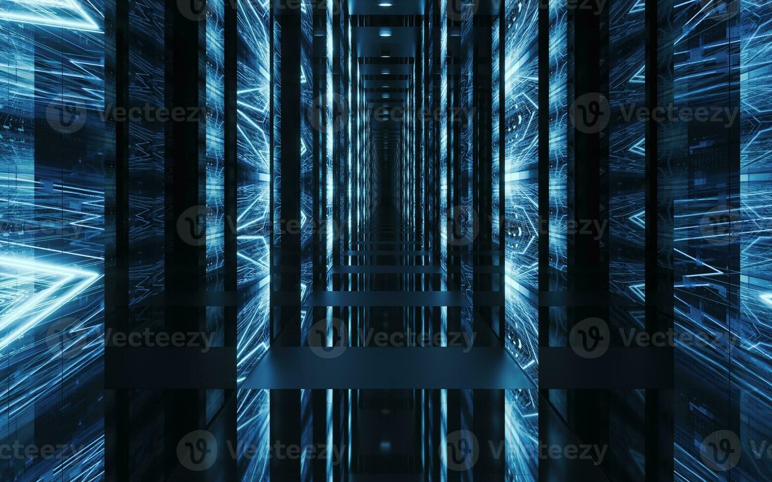 Dark tunnel background, 3d rendering. photo