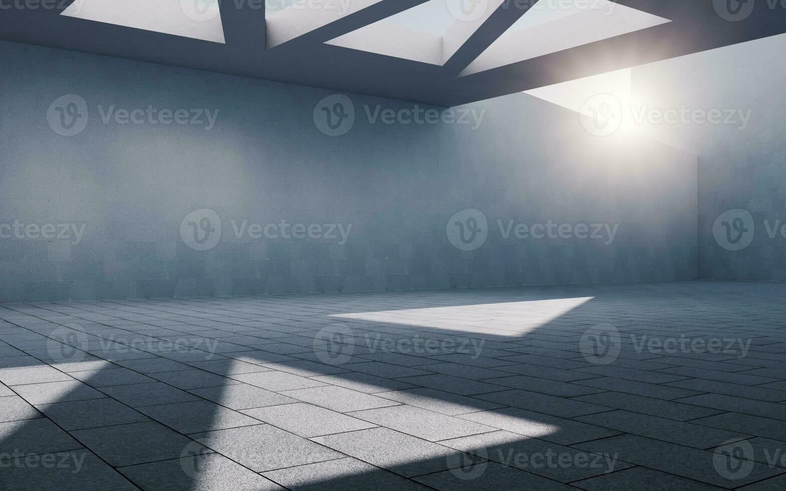 Concrete building with sunlight comes in, 3d rendering. photo