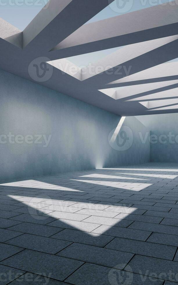 Concrete building with sunlight comes in, 3d rendering. photo