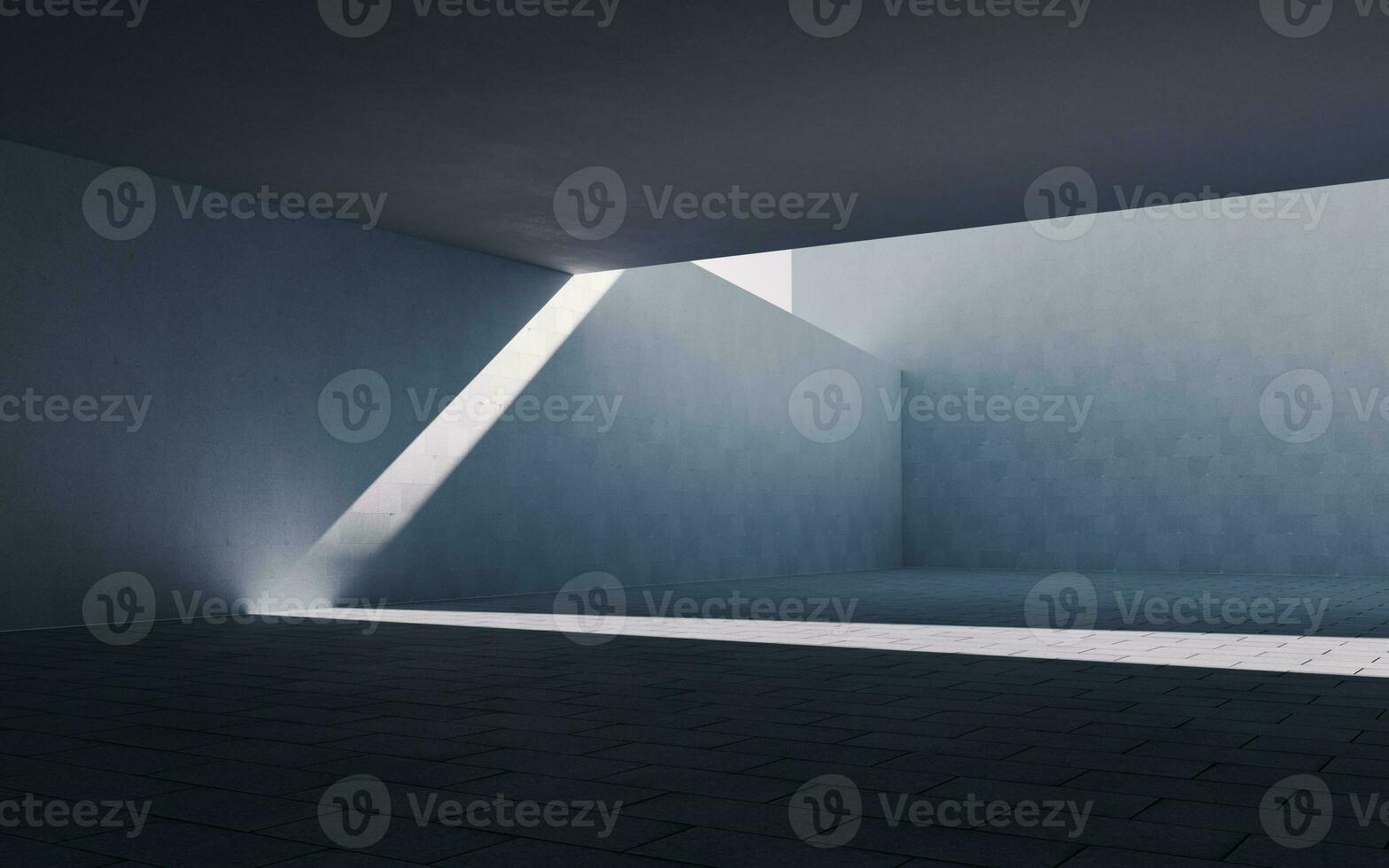 Concrete building with sunlight comes in, 3d rendering. photo