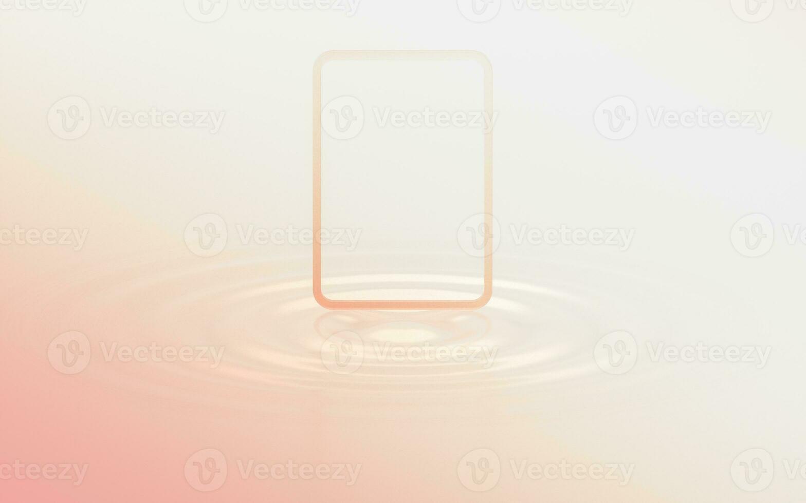 Gradient water surface and frame, 3d rendering. photo